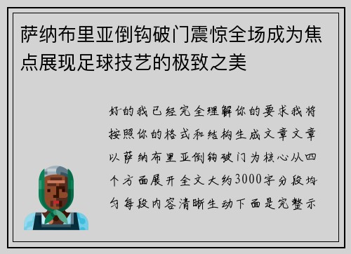 萨纳布里亚倒钩破门震惊全场成为焦点展现足球技艺的极致之美